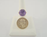 Highly Detailed Antique Victorian14K Solid Rose Gold Ring set w/ a Huge 8.5 CT Round Natural Amethyst Size 7