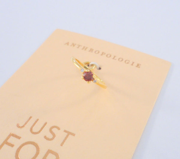 New Anthropologie January Birthstone Sparkly Red Solitaire w/ Accents Gold Tone Ring Just For You Charm or Necklace Pendant