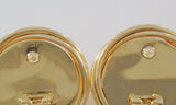 Large Signed Vintage Carla Solid 14K Yellow Gold Dimensional Half Dome Omega or French Clip-On Earrings w/ Swirl Edge Detail 27x11mm