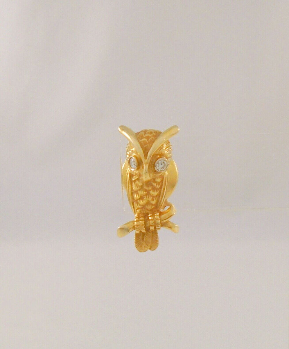 T4. shops Vintage Solid 14k Gold Anson Owl Tie Tack