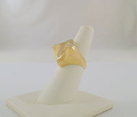 Bold Chunky Signed Vintage GAN 14K Solid Yellow Gold 22.5mm Wide Ultra Modernist Ring Heavily Crafted Size 7