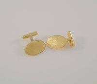 Large Finely Crafted Signed Vintage Barton Ballou Solid 14K Yellow Gold Milled Finish Oval Cufflinks Cuff Links