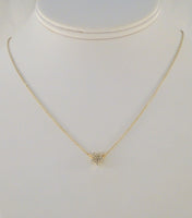 Sparkly Signed Vintage Gold Vermeil on Sterling Silver & Sparkly Faceted Clear Stones Retro Star Shaped Fixed Pendant Necklace 18.25"