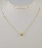 Sparkly Signed Vintage Gold Vermeil on Sterling Silver & Sparkly Faceted Clear Stones Retro Star Shaped Fixed Pendant Necklace 18.25"