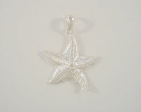 Large Sparkly Vintage Detailed Sterling Silver Dimensional Curvy Etched Ocean Starfish Pendant