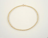 Signed Vintage Jacmel Solid 14K Yellow Gold Classic Twisted Rope 2mm Chain Bracelet 7.25"