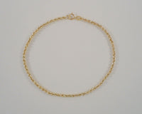 Signed Vintage Jacmel Solid 14K Yellow Gold Classic Twisted Rope 2mm Chain Bracelet 7.25"