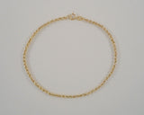 Signed Vintage Jacmel Solid 14K Yellow Gold Classic Twisted Rope 2mm Chain Bracelet 7.25"