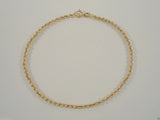 Signed Vintage Jacmel Solid 14K Yellow Gold Classic Twisted Rope 2mm Chain Bracelet 7.25"