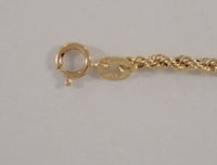 Signed Vintage Jacmel Solid 14K Yellow Gold Classic Twisted Rope 2mm Chain Bracelet 7.25"