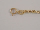 Signed Vintage Jacmel Solid 14K Yellow Gold Classic Twisted Rope 2mm Chain Bracelet 7.25"