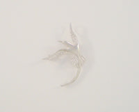 Detailed Vintage or Antique Sterling Silver Carved Paradise Whydah Long-Tailed Bird Pin Pendant