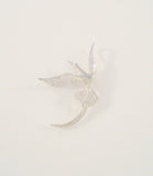 Detailed Vintage or Antique Sterling Silver Carved Paradise Whydah Long-Tailed Bird Pin Pendant