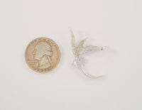 Detailed Vintage or Antique Sterling Silver Carved Paradise Whydah Long-Tailed Bird Pin Pendant