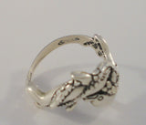 Detailed Signed Vintage Silver Cloud of Albuquerque Satin Finished Sterling Silver Dolphins Ring w/ Sparkly Diamond Cut Bubbles 13mm Wide Band Size 7.5