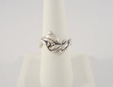 Detailed Signed Vintage Silver Cloud of Albuquerque Satin Finished Sterling Silver Dolphins Ring w/ Sparkly Diamond Cut Bubbles 13mm Wide Band Size 7.5