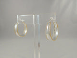 Large Signed Vintage Southwest Sterling Silver w/ Yellow Gold Vermeil Rope Edge Detaiedl Hinged Hoop Pierced Earrings 27x8x21mm