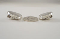 Large Handcrafted  Signed Vintage Mexican Repousse Sterling Silver Modernist Puffy Heart Clip-On Earrings