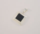 Chunky Vintage Handcrafted Mexican Sterling Silver w/ Black Onyx Inlay Modernist Pendant