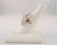 Big Bold Highly Detailed Signed Vintage Bali Style Sterling Silver & 18K Yellow Gold w/ White Freshwater Pearl Ring Size 8.5