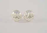 Beautiful, Chic Detailed Vintage Repousse Sterling Silver Fluted Shell Design Stud Pierced Earrings 14.5 x 13mm