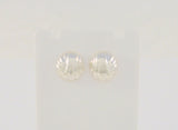 Beautiful, Chic Detailed Vintage Repousse Sterling Silver Fluted Shell Design Stud Pierced Earrings 14.5 x 13mm