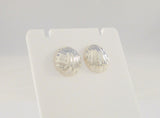 Beautiful, Chic Detailed Vintage Repousse Sterling Silver Fluted Shell Design Stud Pierced Earrings 14.5 x 13mm