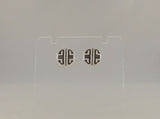 Unusual Vintage 1980's New Old Stock Sterling Silver High Relief Carved Textured & Oxidized 11mm Southwestern Tribal Design Geometric Stud Pierced Earrings