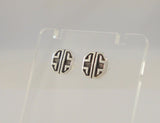 Unusual Vintage 1980's New Old Stock Sterling Silver High Relief Carved Textured & Oxidized 11mm Southwestern Tribal Design Geometric Stud Pierced Earrings