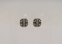 Unusual Vintage 1980's New Old Stock Sterling Silver High Relief Carved Textured & Oxidized 11mm Southwestern Tribal Design Geometric Stud Pierced Earrings