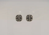 Unusual Vintage 1980's New Old Stock Sterling Silver High Relief Carved Textured & Oxidized 11mm Southwestern Tribal Design Geometric Stud Pierced Earrings