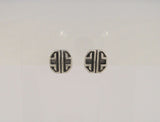 Unusual Vintage 1980's New Old Stock Sterling Silver High Relief Carved Textured & Oxidized 11mm Southwestern Tribal Design Geometric Stud Pierced Earrings