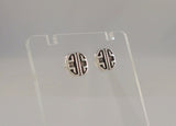 Unusual Vintage 1980's New Old Stock Sterling Silver High Relief Carved Textured & Oxidized 11mm Southwestern Tribal Design Geometric Stud Pierced Earrings