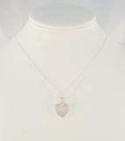 Signed Vintage Sterling Silver &  Sparkly Channel Set Cubic Zirconia Open Heart Pendant Necklace w/ Yellow Gold Vermeil Wrap Accent 18.75" CZ