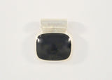 Large Vintage Modernist Sterling Silver & Bezel Set Black Onyx Slider Pendant