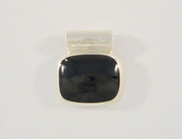 Large Vintage Modernist Sterling Silver & Bezel Set Black Onyx Slider Pendant