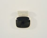 Large Vintage Modernist Sterling Silver & Bezel Set Black Onyx Slider Pendant