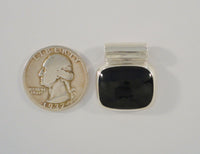 Large Vintage Modernist Sterling Silver & Bezel Set Black Onyx Slider Pendant