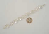 Detailed Signed Vintage Sterling Silver 17.5mm Wide Carved Dimensional Seashells & Starfish Link Bracelet 7.5"