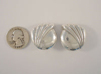 Large 28.57mm Handcrafted Vintage Sterling Silver Streamlined Curvy Art Deco Circles and Waves Clip On Earrings