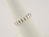 Unusual Bold Vintage 1908's New Old Stock Sterling Silver Carved & Oxidized Vertical Stripes Lines 4.8mm Wide Band Thick Ring NOS New Heavy