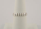 Unusual Bold Vintage 1908's New Old Stock Sterling Silver Carved & Oxidized Vertical Stripes Lines 4.8mm Wide Band Thick Ring NOS New Heavy