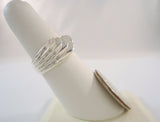 Big Chunky Vintage Sterling Silver 11mm Wide Fluted & Cinched Dimensional Modernist Band Ring Size 7.5