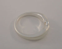 Vintage 1980's New Old Stock Sterling Silver Modernist Thick Satin Matte Finish Band w/ Bright Circle Polished Loop Ring Size 8