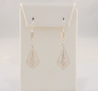 Large Vintage Handcrafted Long Vintage Sterling Silver Detailed Fine Filigree Drop Dangle Earrings