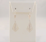 Large Vintage Handcrafted Long Vintage Sterling Silver Detailed Fine Filigree Drop Dangle Earrings