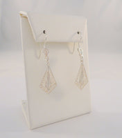 Large Vintage Handcrafted Long Vintage Sterling Silver Detailed Fine Filigree Drop Dangle Earrings