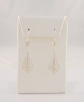 Large Vintage Handcrafted Long Vintage Sterling Silver Detailed Fine Filigree Drop Dangle Earrings