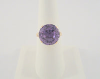 Highly Detailed Antique Victorian14K Solid Rose Gold Ring set w/ a Huge 8.5 CT Round Natural Amethyst Size 7