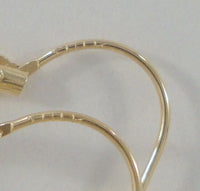 Signed Vintage Solid 14K Yellow Gold Diamond Cut Sprial Detail 24 X 21 X 2mm Hinged Hoop Pierced Earrings